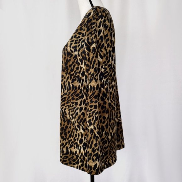 John Paul Richard Leopard Print Stretch Knit Boatneck Blouse - Picture 5 of 11